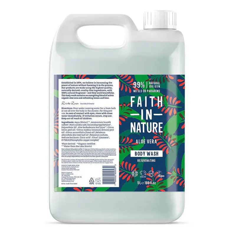 Faith In Nature Aloe Vera Body Wash – 5L Calming & Rehydrating Formula 1