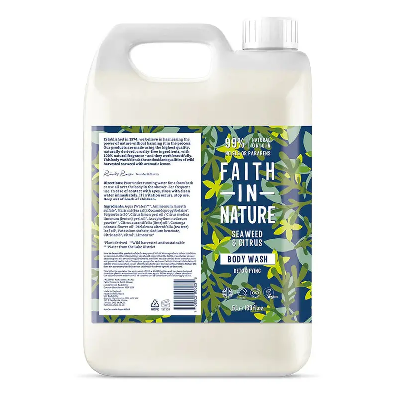 Faith In Nature Seaweed & Citrus Body Wash – 5L Invigorating Marine Cleanser 1