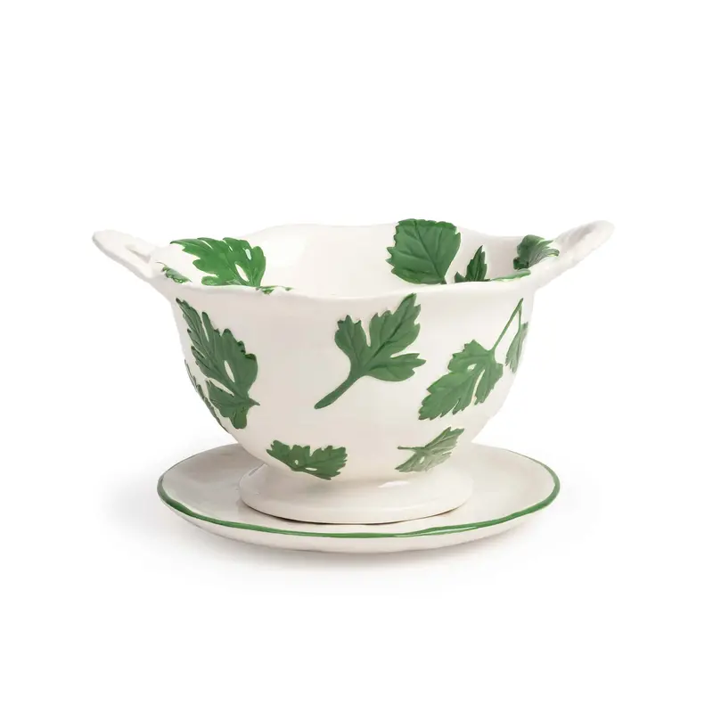 Fine-Pore Porcelain Colander With Parsley Motif – 19.5Cm Diameter 1