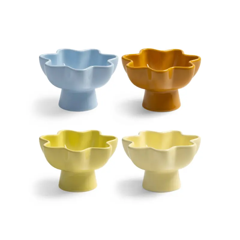Four-Piece Wavy-Footed Ceramic Bowl Set – 11Cm Diameter 1