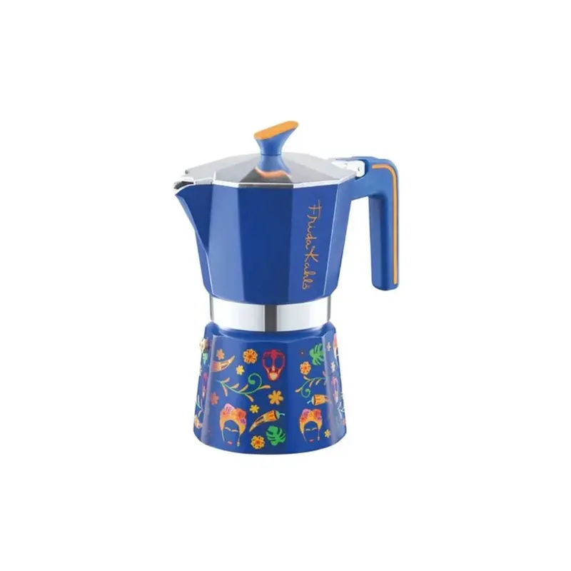 Frida Kahlo–Inspired 3-Cup Polished Aluminum Moka Pot – Assorted Colors 1
