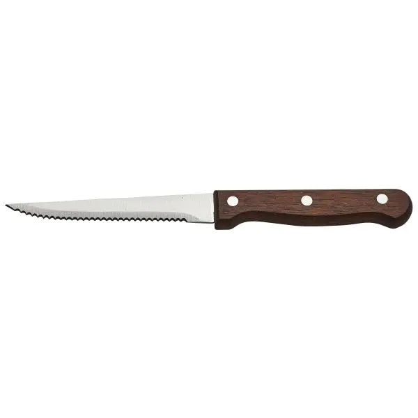 Full-Tang Steak Knives With Dark Wood Handles – Dozen 1