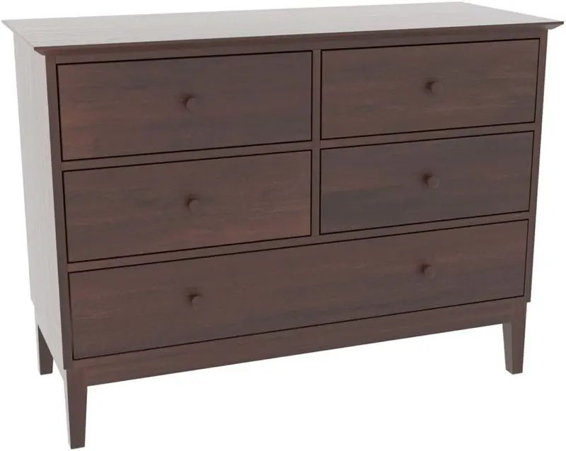 Gable Road Five-Drawer Dresser – Wide Storage Dresser With Knob Hardware 1