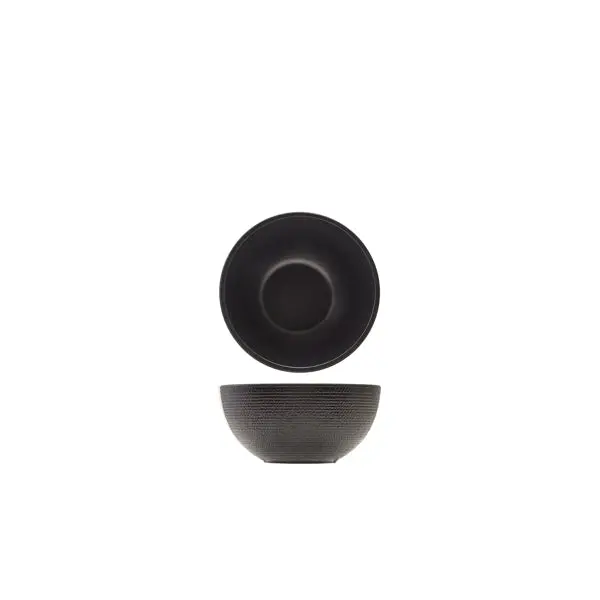 Genware Black Melamine Buffet Dish With Natural Jute Aesthetic – 15.5Cm X 7.5Cm 1