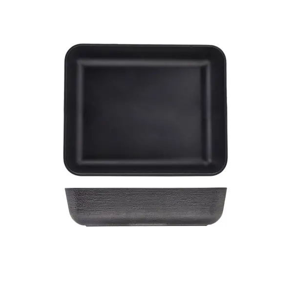 Genware Black Melamine Deep Gn 1/2 Dish With Jute Pattern 1
