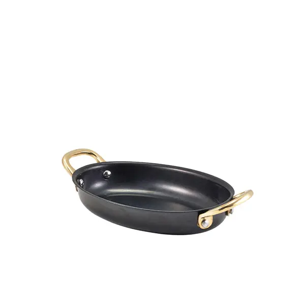 Genware Black Vintage Steel Oval Serving Dish (16.5 × 12.5Cm) – Set Of 6 1