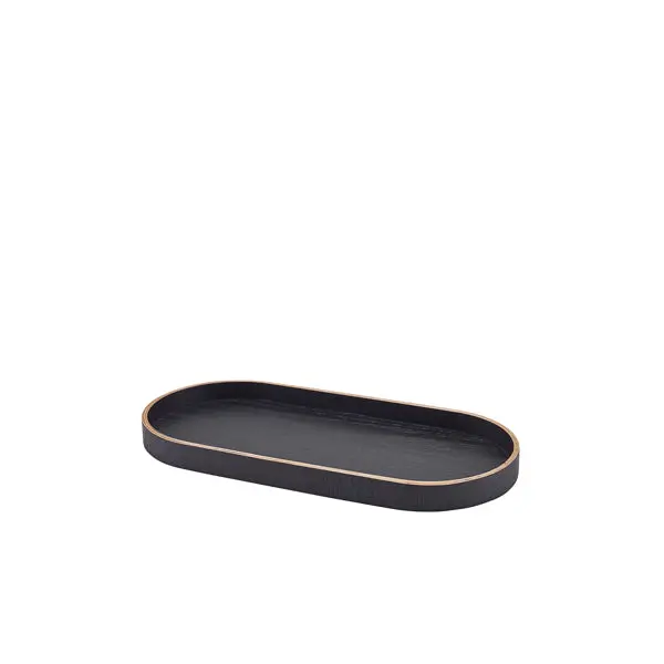 Genware Black Wood Veneer Oval Serving Tray (35 × 16.5 Cm) – Single Unit 1