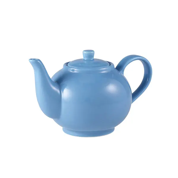 Genware Blue Porcelain Teapot – 45 Cl (15.75 Oz), Set Of 6 1