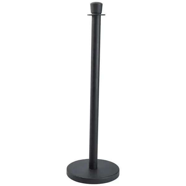 Genware Matte Black Barrier Post With Retractable Belt – Dual-Pack 1