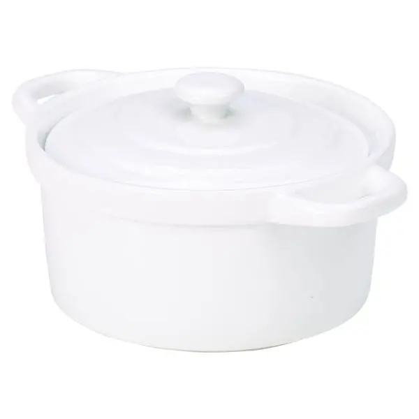 Genware Porcelain Mini Covered Casserole Dish – 10.5Cm (4-Inch) Diameter (Pack Of 6) 1