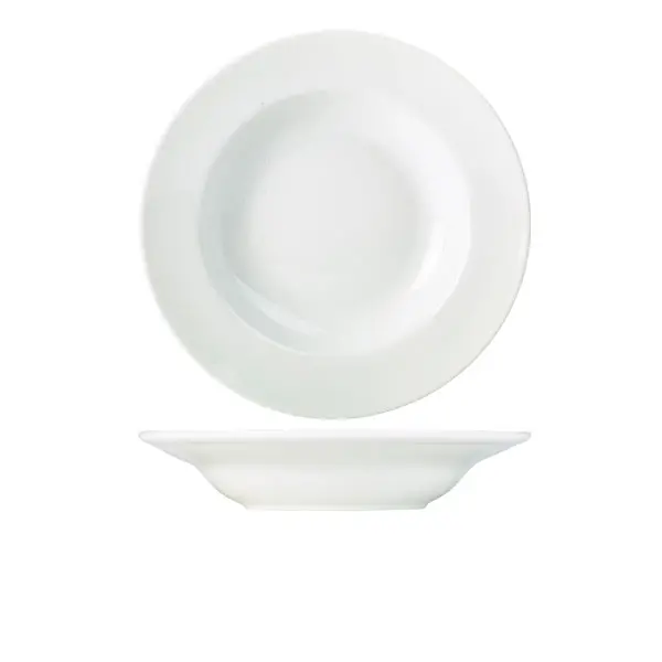 Genware Porcelain Soup & Pasta Plate – 30Cm (12") Diameter, Pack Of 6 1