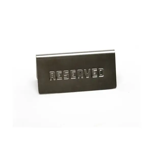 Genware Stainless Steel 'Reserved' Table Sign – Sleek Metallic Placeholder 1