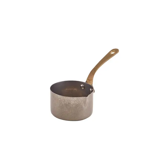 Genware Vintage Steel Mini Saucepan With Pouring Lip – 7.8 × 4.5 Cm, 6 Per Case 1