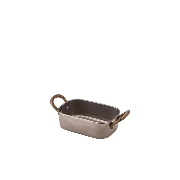 Genware Vintage-Style Steel Mini Roasting Pan – 12.5 × 8.5 × 3.75 Cm, 6 Per Case 1