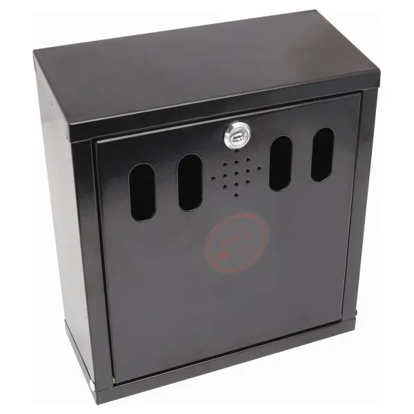 Genware Weather-Resistant Black Wall-Mounted Outdoor Ashtray – Single Unit 1