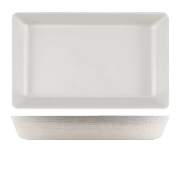 Genware White Melamine Jute-Style Gn 1/1 Deep Dish 1