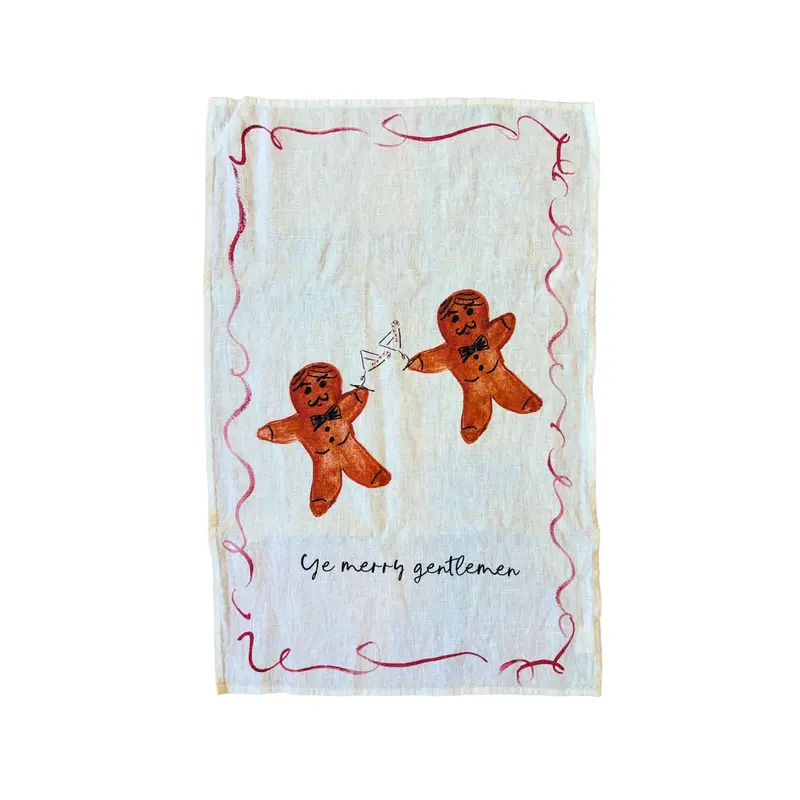 Gingerbread Man-Themed Linen Tea Towel For Dining Areas 1