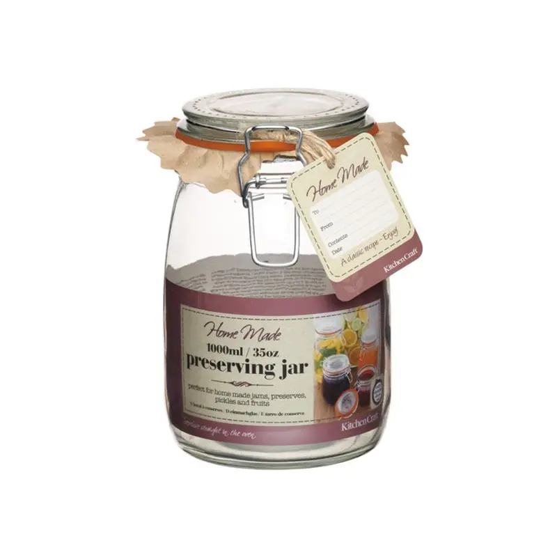 Glass Preserving Jar With Airtight Lid – 1L Capacity 1