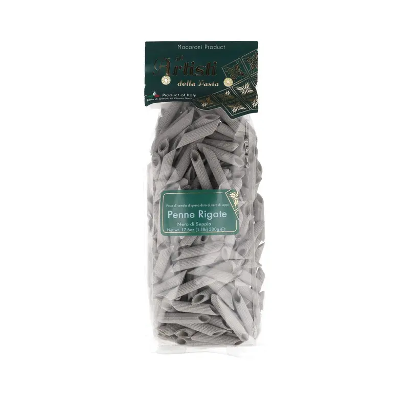 Gli Artisti Della Pasta Igp Squid Ink Penne – Classic Ridged Pasta (500G) 1