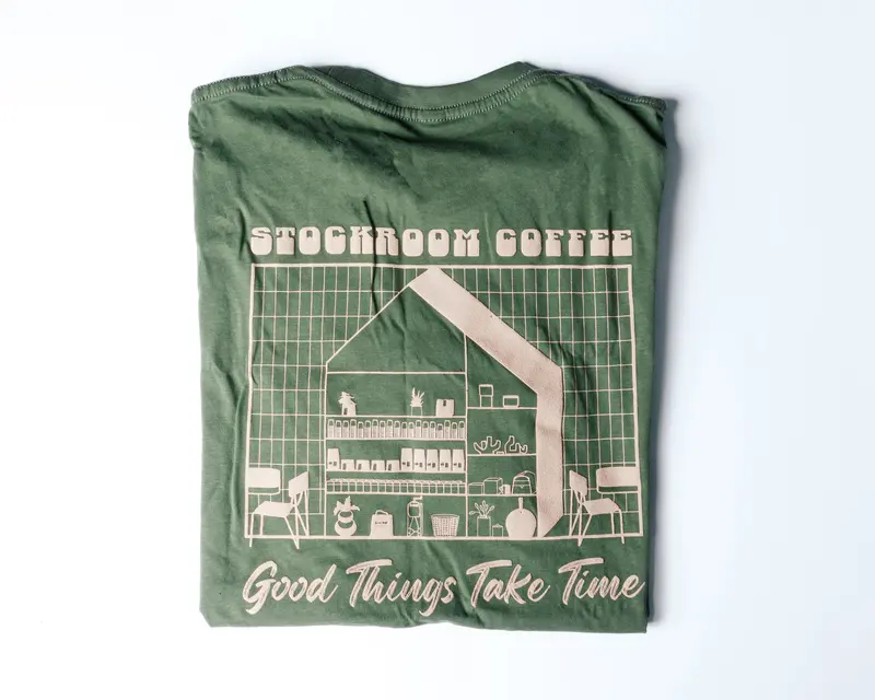 ‘Good Things Take Time’ Cotton T-Shirt – Sage Green 1