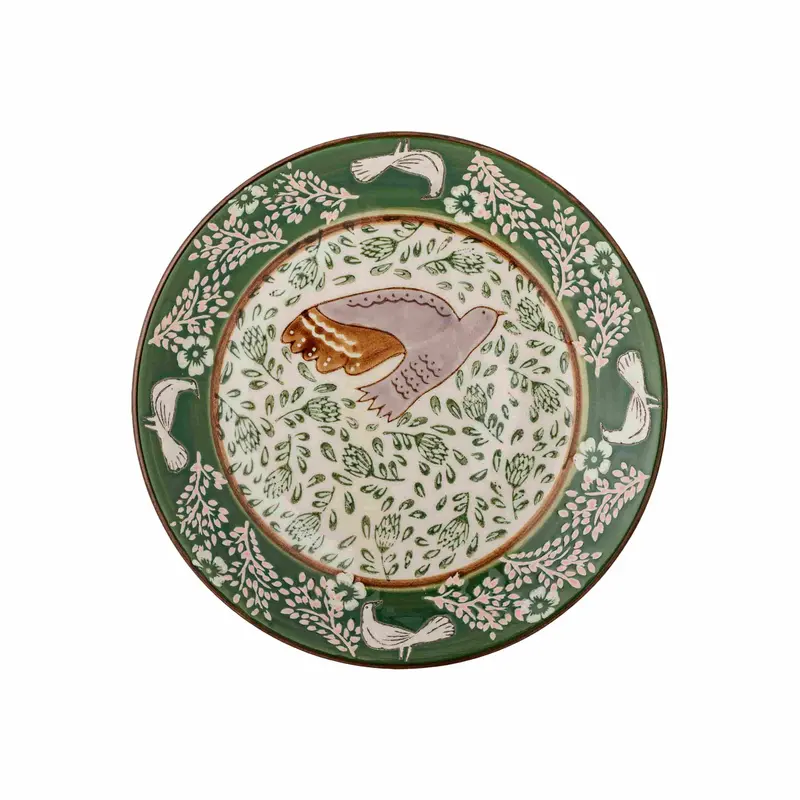 Green Hezha Salad Plate – 16Cm Rimmed Ceramic 1