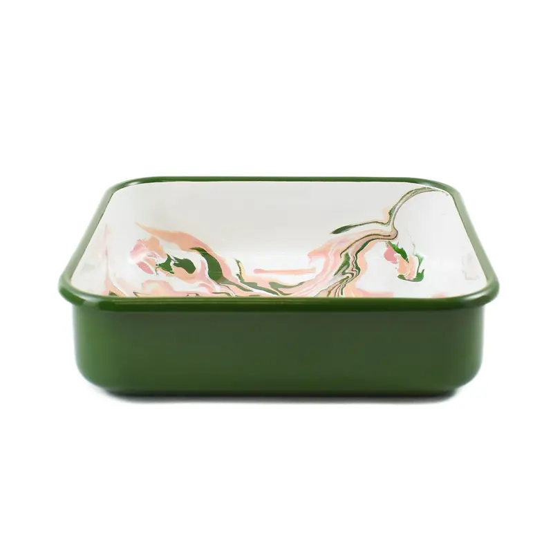 Green Marble Enamel Square Roasting Dish – 22 Cm Serving Tray 1