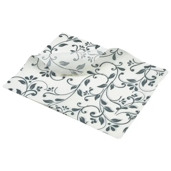 Grey Floral Print Greaseproof Baking Paper – 25 X 20Cm, Single Sheet 1