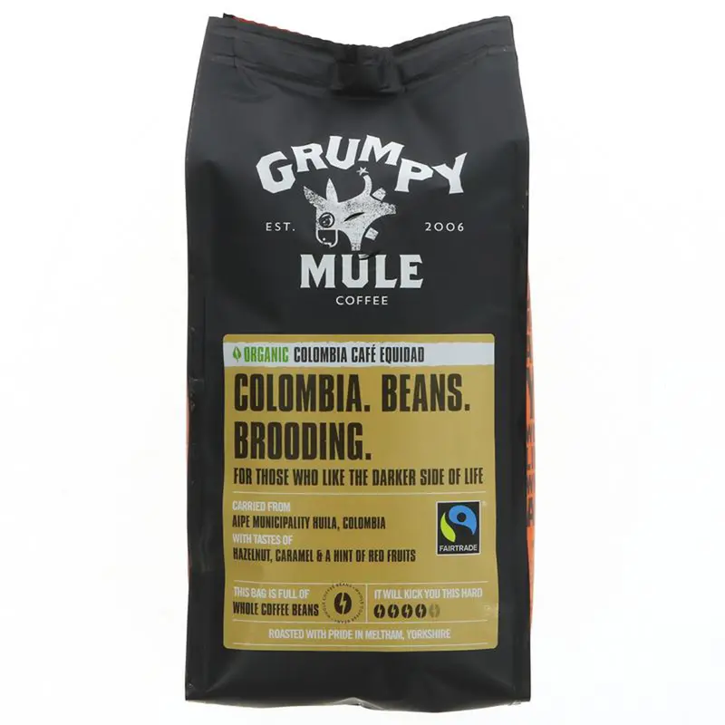 Grumpy Mule Colombia Café Equidad Whole Bean Coffee – 6 Bags (227G Each) 1