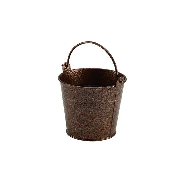 Hammered Copper-Effect Galvanised Steel Serving Bucket – 10 Cm Diameter, Pack Of 12 1