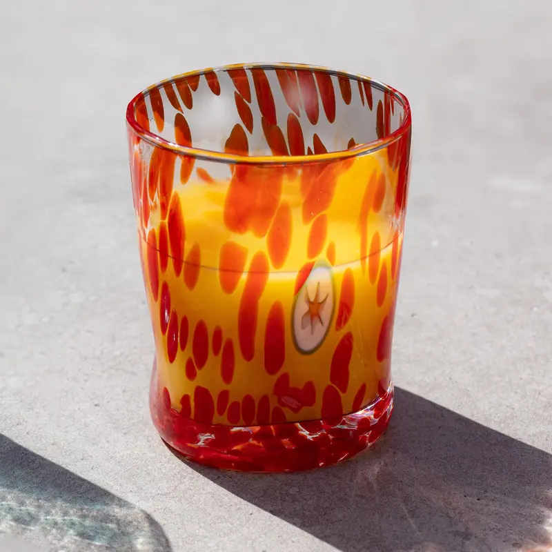 Handcrafted Murano Glass Tumbler – Vibrant Orange Hue 1