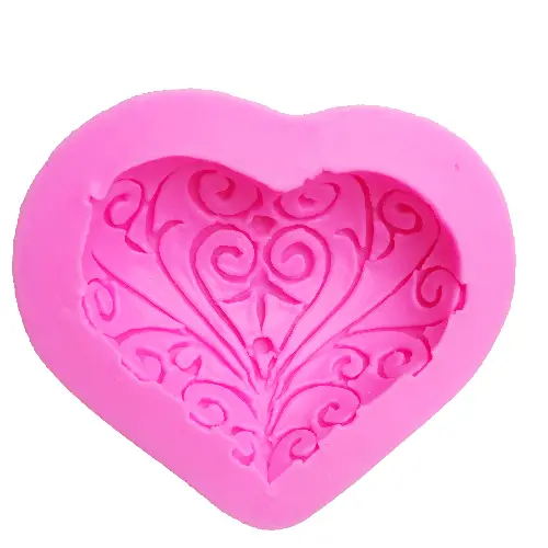 Heart With Ornamental Scrolls Silicone Mold 1