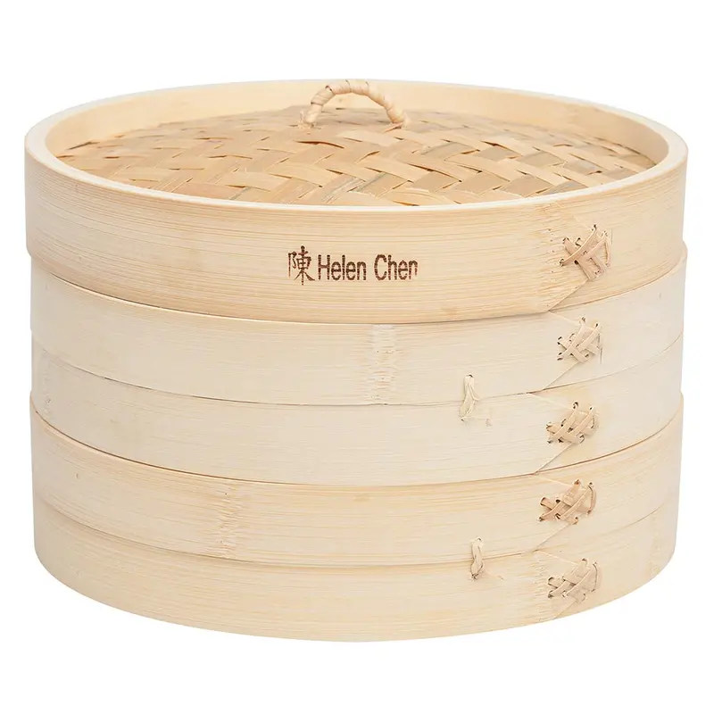 Helen Chen 10-Inch Two-Tier Bamboo Steamer – Compact Healthy Cooking 1