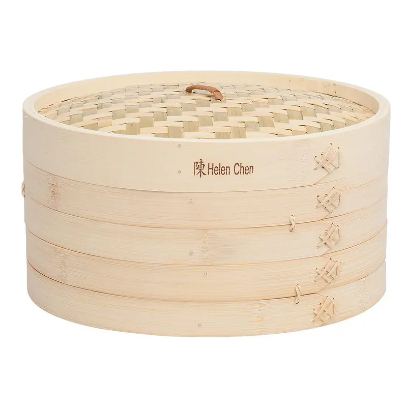 Helen Chen 12-Inch Two-Tier Bamboo Steamer – Natural Steam Cooking 1