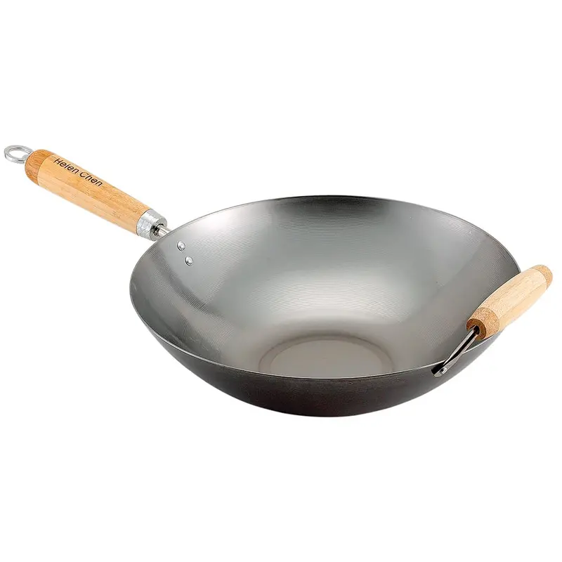 Helen Chen 14-Inch Carbon Steel Wok With Helper Handle – Balanced Heavy-Duty Cooking 1