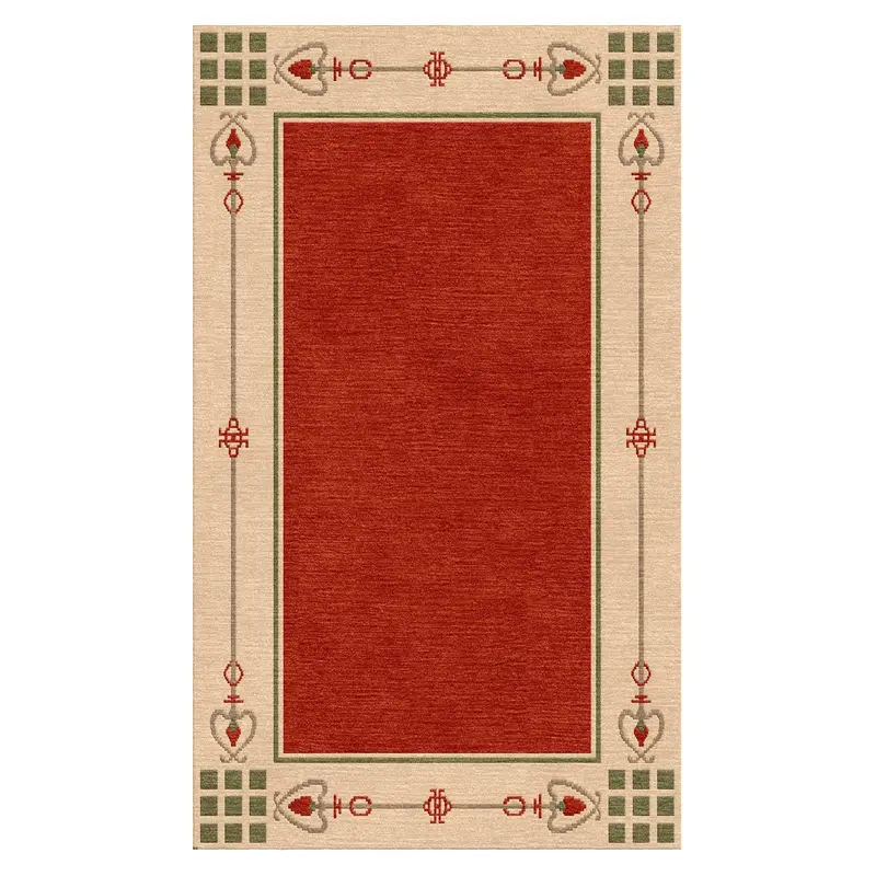 Highland Park Area Rug – Bold Red Flatweave With Modern Artistic Border 1