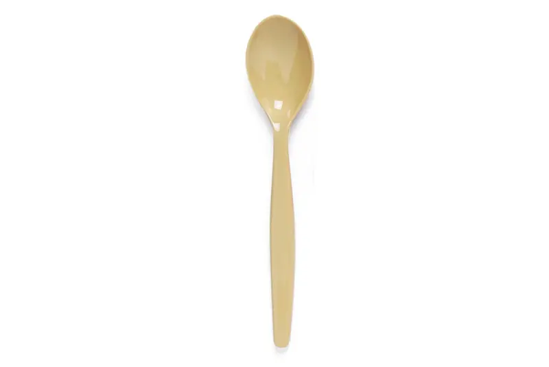 Honey Polycarbonate Teaspoon – Warm-Toned Reusable Dessert Spoon 1
