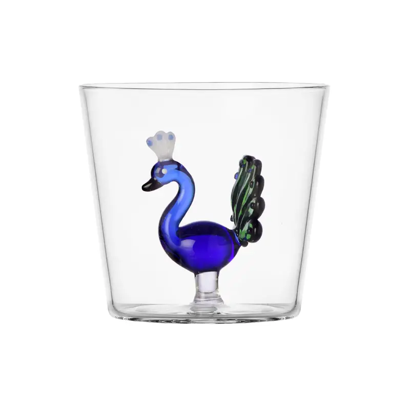 Ichendorf Milano Blue Peacock Motif Glass Tumbler (300Ml) 1