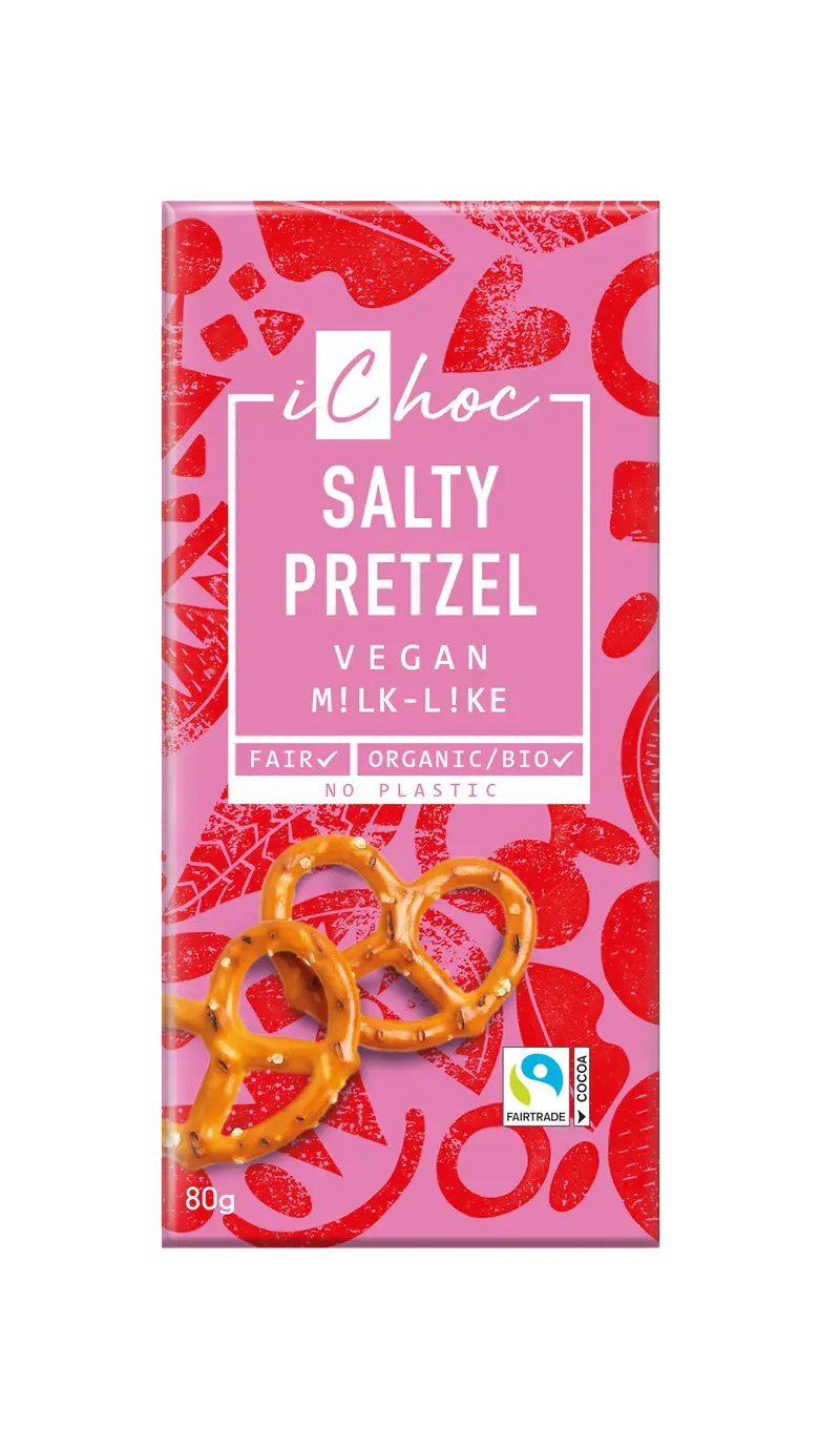 Ichoc Salty Pretzel Rice Chocolate Bars – Sweet & Savory Dark Chocolate (10 × 80G) 1