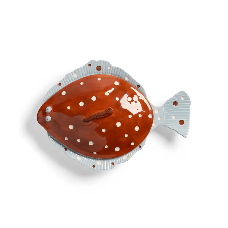 Indigo And Terracotta Fish-Themed Serving Dish – 29.5Cm 1