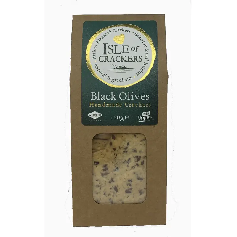 Isle Of Crackers Black Olive Savoury Crackers – 10 X 150G 1