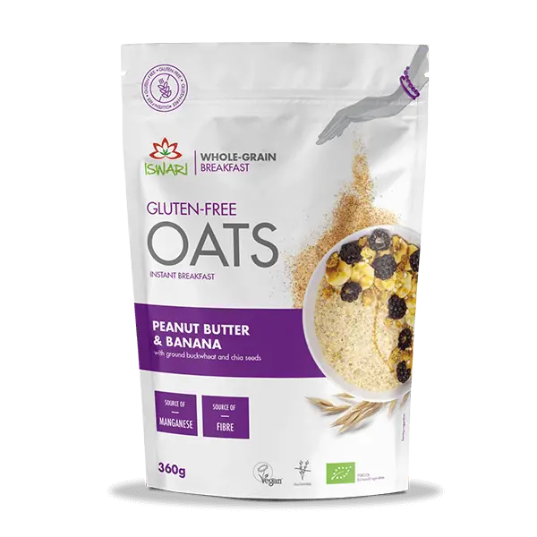 Iswari Gluten-Free Oats With Peanut Butter & Banana – 360G Breakfast Mix 1