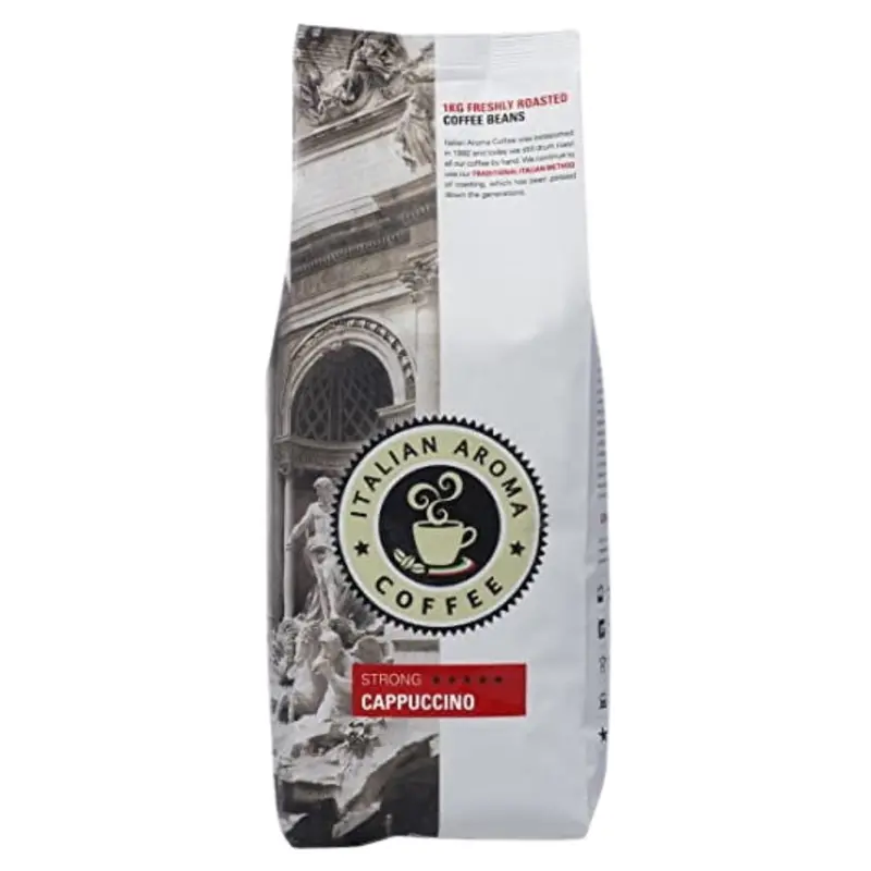 Italian Aroma Cappuccino Whole Bean Coffee – Creamy 1Kg Milk-Drink Roast 1