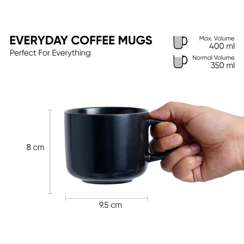 Japandi Black Coffee Mug – Minimalist 350 Ml Ceramic Design 1