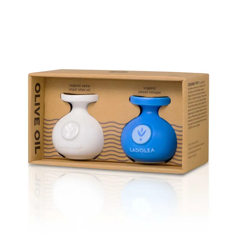 Ladolea Duo Set: Organic Greek Evoo & Bergamot-Infused Sweet Vinegar (80Ml Each) 1