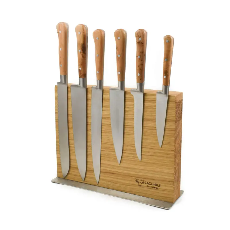 Laguiole En Aubrac Six-Piece Classic Knife Block Featuring Juniper Wood Accents 1