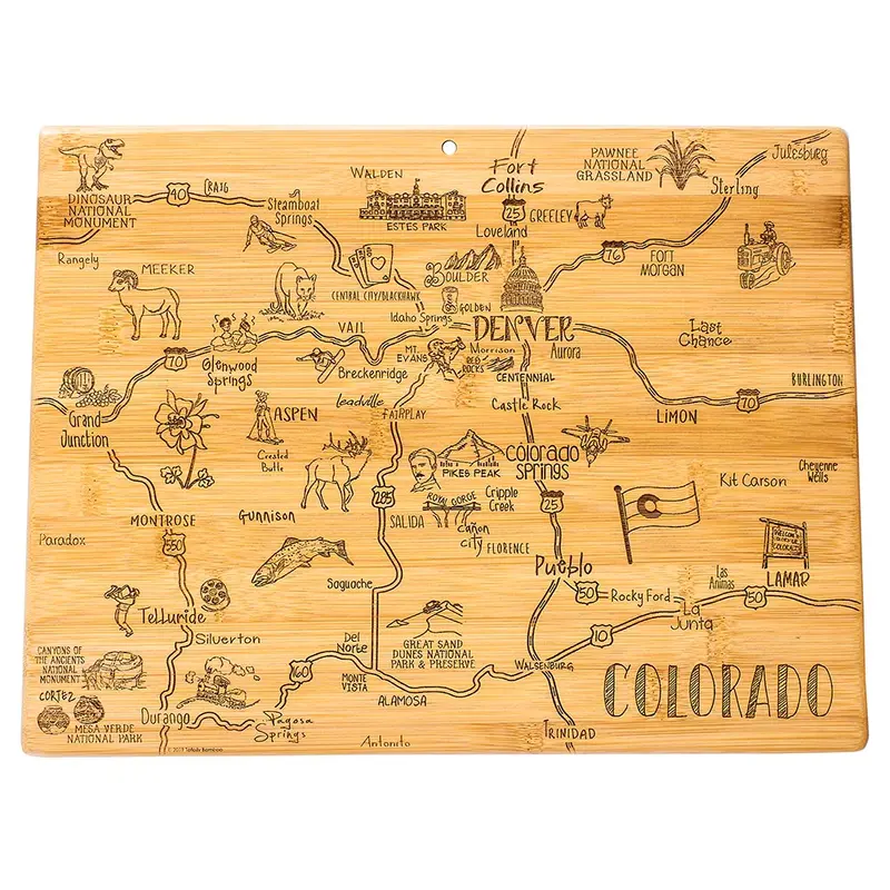 Laser-Etched Colorado-Themed Bamboo Charcuterie Board – 14.5" × 10.75" 1
