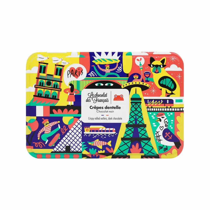Le Chocolat Des Français Crispy Wafer Collection – Dark Chocolate Covered, Gift Tin (90G) 1