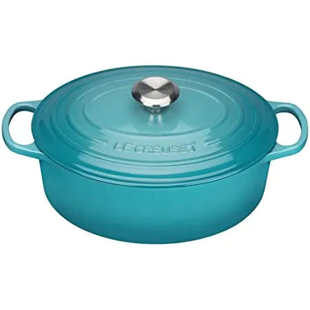 Le Creuset Signature Oval Cast Iron Casserole – 29Cm Teal Enamel Finish 1