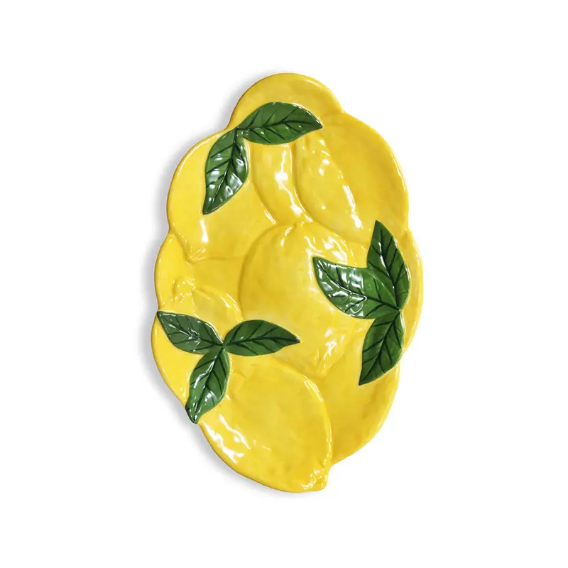 Lemon-Glazed Ceramic Side Plate – 28.5Cm Handcrafted Dishware 1