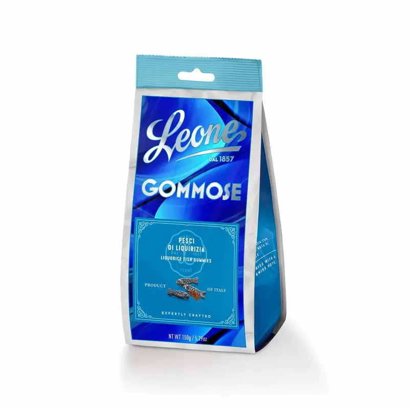 Leone Liquorice Fish Gummies – Chewy Black Licorice Candy, 150G 1